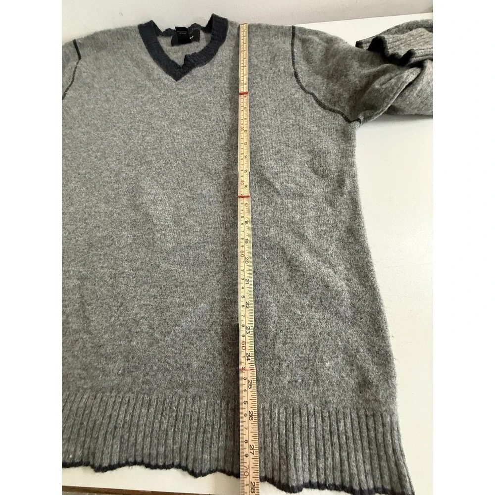 Express Men XXL Gray V Neck Sweater Black Trim Pullover Minimalist Classic